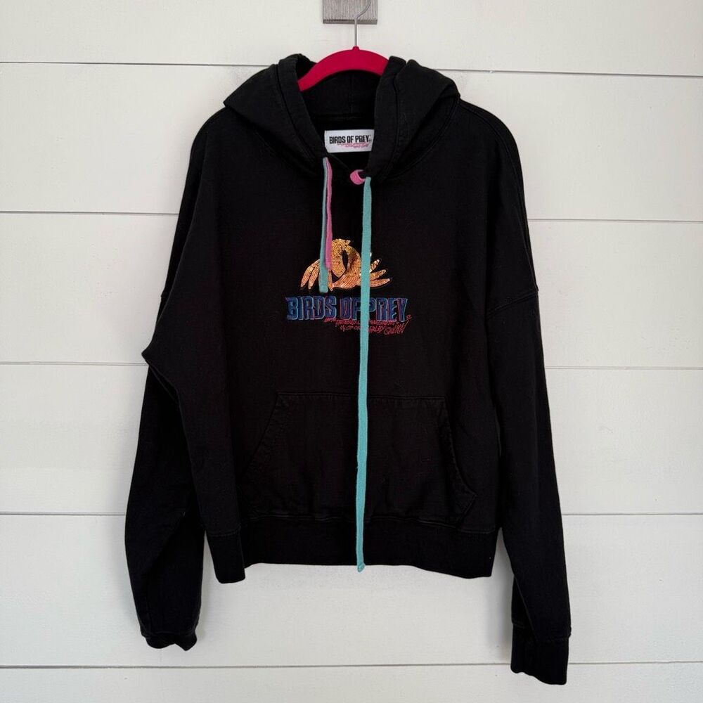 Harley Quinn Women’s Medium Bird of Prey Sequin Hoodie Pullover